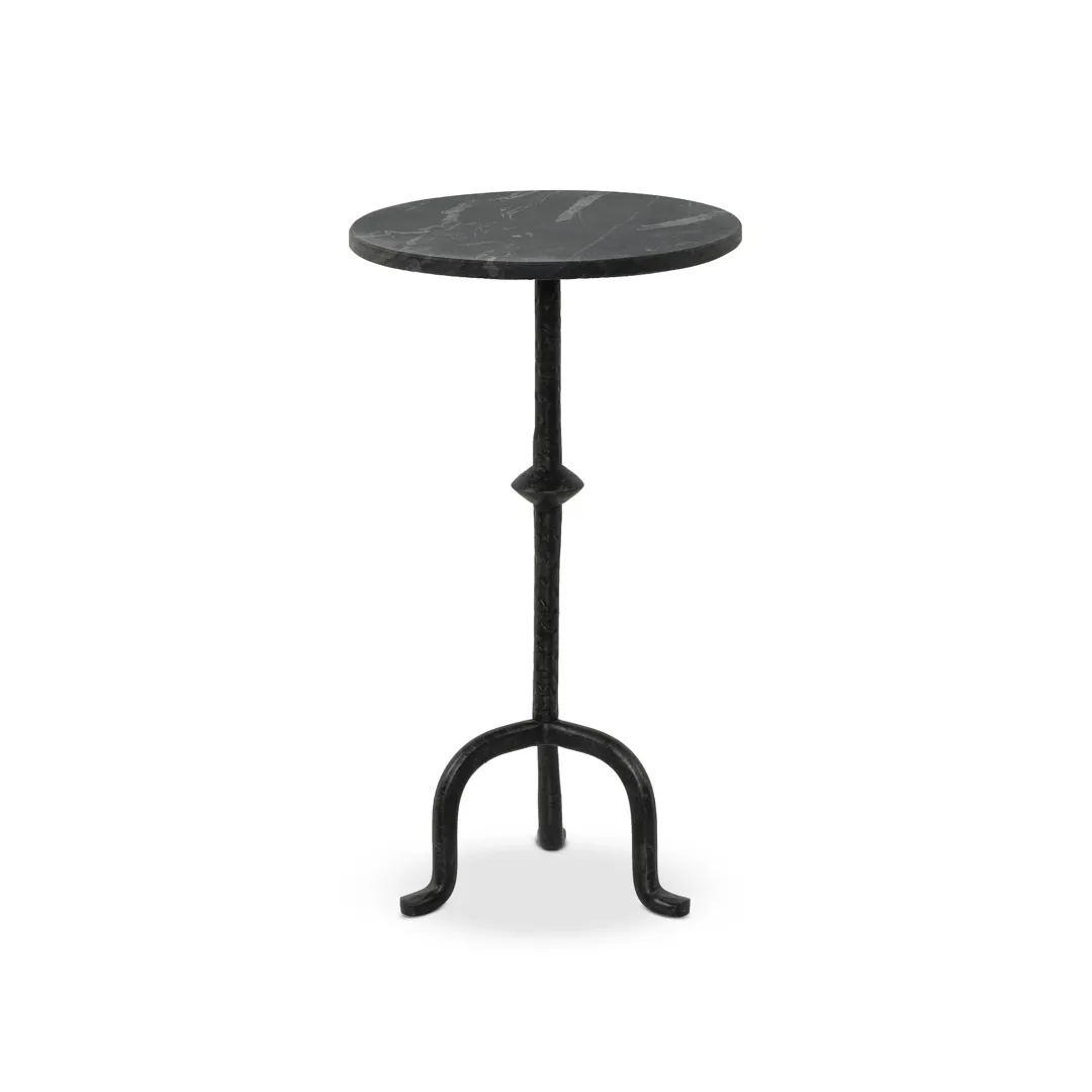 Four Hands Jocelyn Black Marble Round End Table