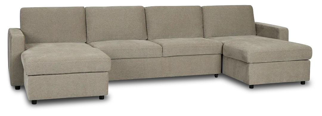 Addie Gray Fabric Double Chaise Sleeper Storage Sectional