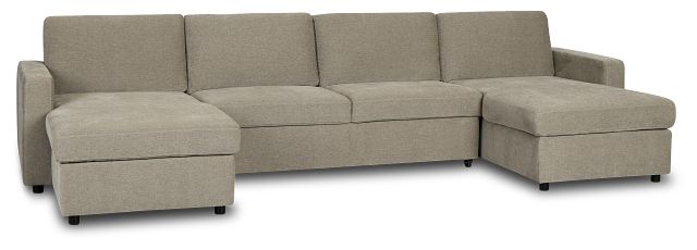 Addie Gray Fabric Double Chaise Sleeper Storage Sectional