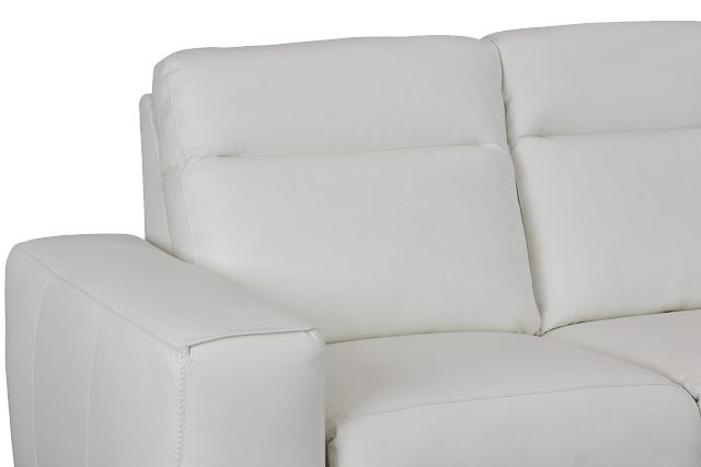 Elba White Leather Medium Dual Power 2, White Leather Reclining Sectional