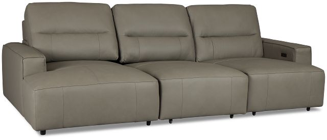 Rudy Gray Lthr/vinyl Left Dual Power Extension Chaise Sectional