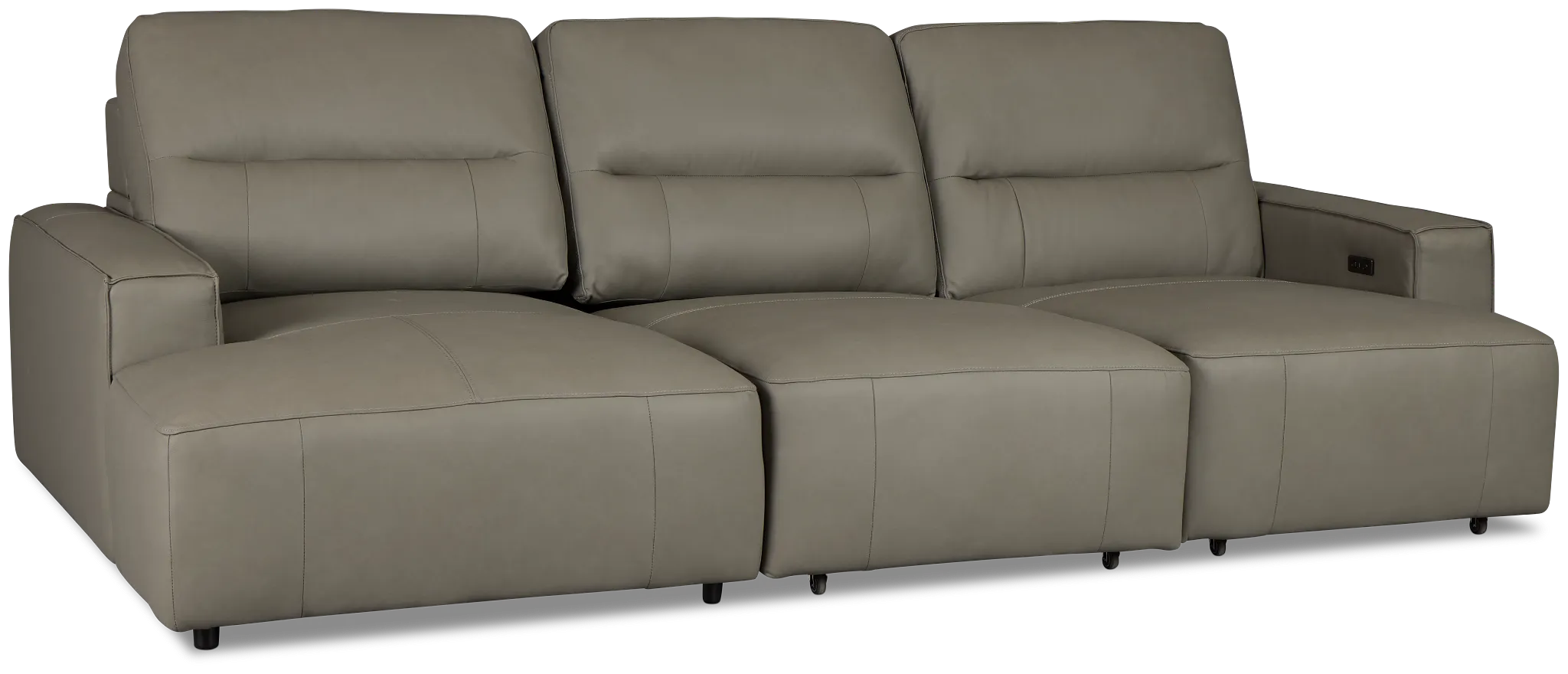 Rudy Gray Lthr/vinyl Left Dual Power Extension Chaise Sectional