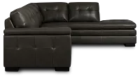 Braden Dark Gray Leather Medium Right Bumper Sectional