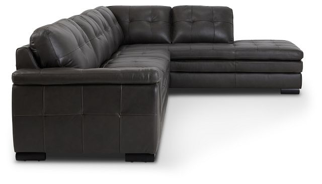 Braden Dark Gray Leather Medium Right Bumper Sectional