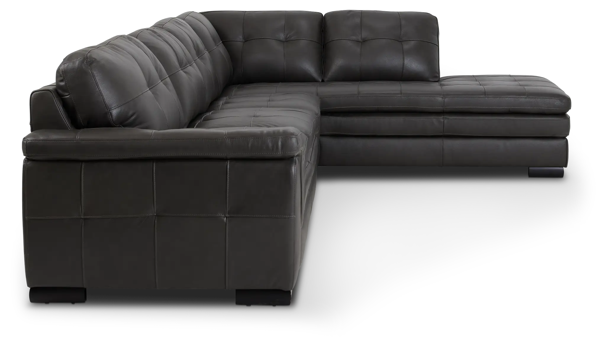 Braden Dark Gray Leather Medium Right Bumper Sectional Braden Dark Gray Leather Medium Right Bumper Sectional