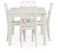 Edgartown White Rect Table & 4 White Wood Chairs