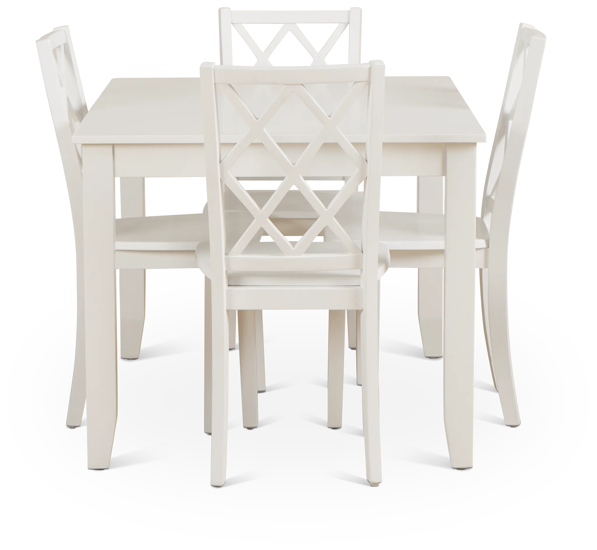 Edgartown White Rect Table & 4 White Wood Chairs