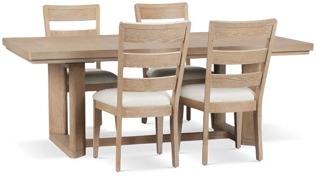 Alton Light Tone Rect Table & 4 Slat Chairs