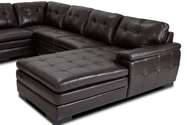 Braden Dark Brown Leather Large Right Chaise Sectional
