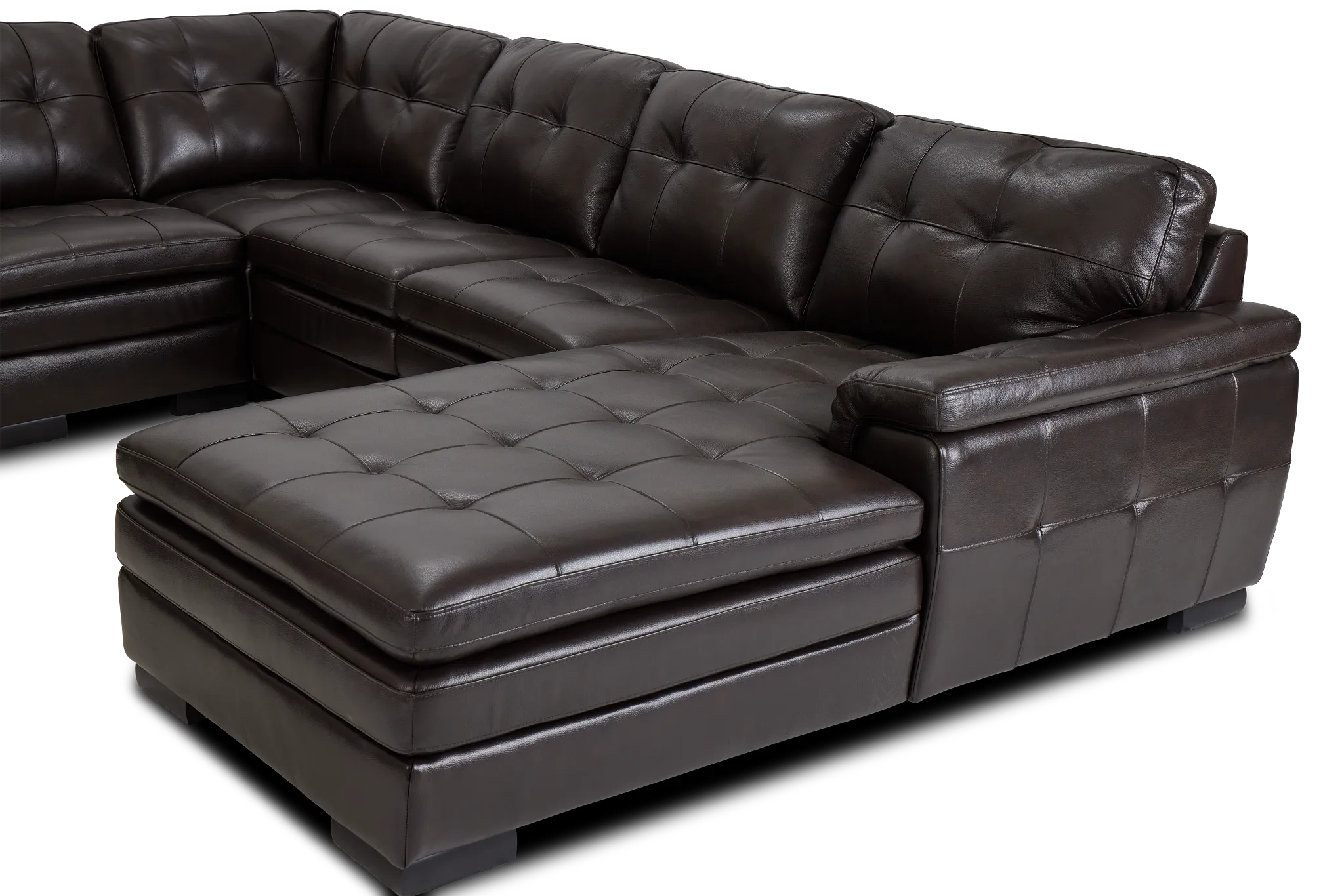 Braden Dark Brown Leather Large Right Chaise Sectional