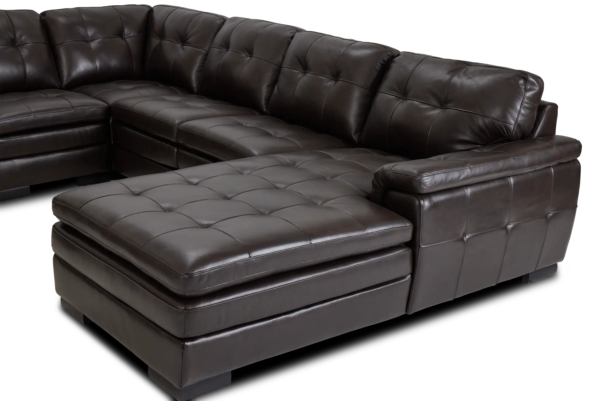 Braden Dark Brown Leather Large Right Chaise Sectional Braden Dark Brown Leather Large Right Chaise Sectional