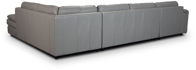 Rowan Gray Leather U-shaped Sectional W/ Right Bumper