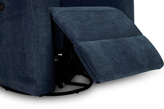 Rae Dark Blue Fabric Power Swivel Glider Recliner