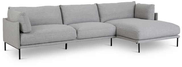Oliver Light Gray Fabric Right Chaise Sectional