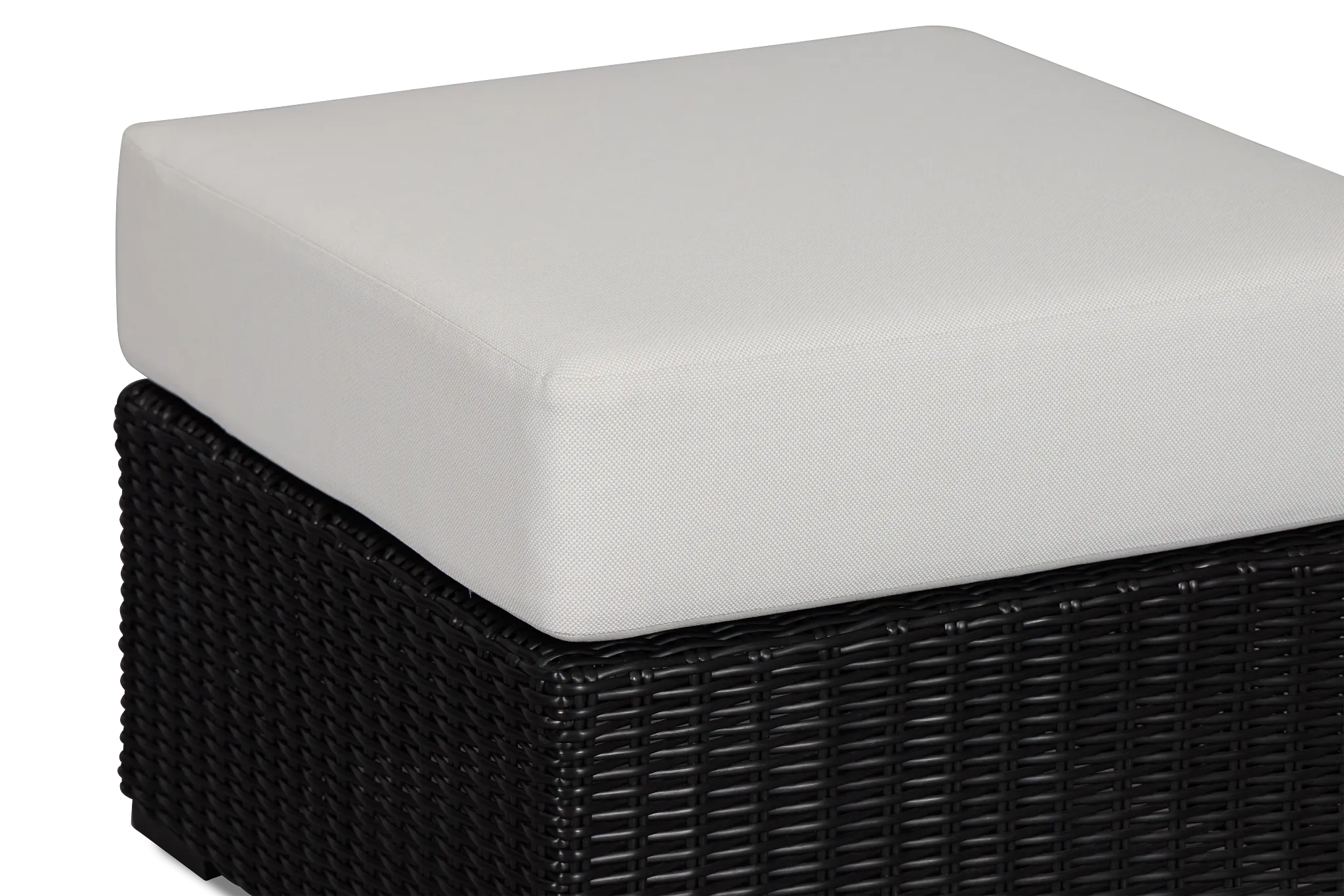 Montecito Black Small Ottoman With Light Beige Cushions