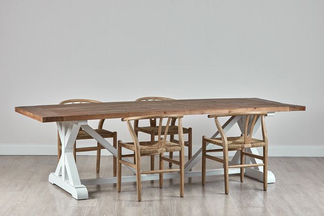 Hilton Light Tone 110" Table & 4 Wood Chairs