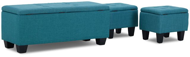 Ethan Teal Set Of 3 Bench