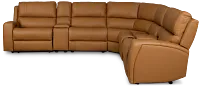 Summit Light Brown Lthr/vinyl Large Triple Power Reclining Two-arm Sectional