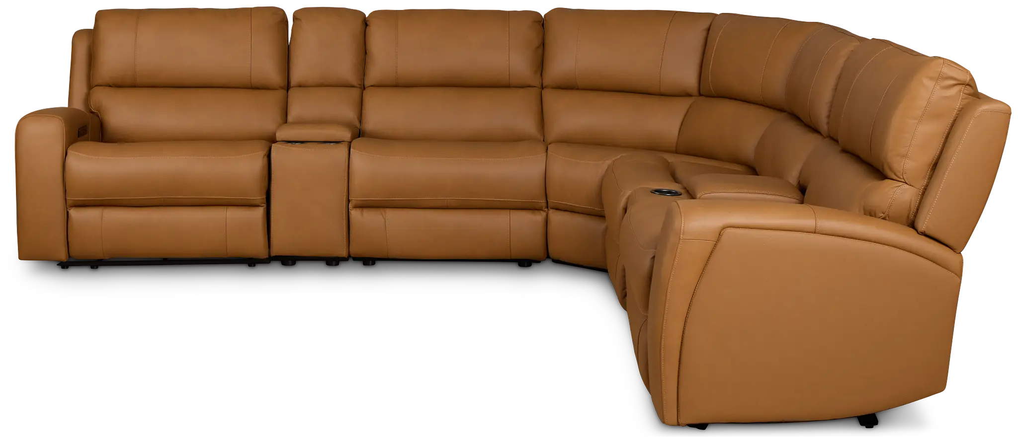 Summit Light Brown Lthr/vinyl Large Triple Power Reclining Two-arm Sectional Summit Light Brown Lthr/vinyl Large Triple Power Reclining Two-arm Sectional