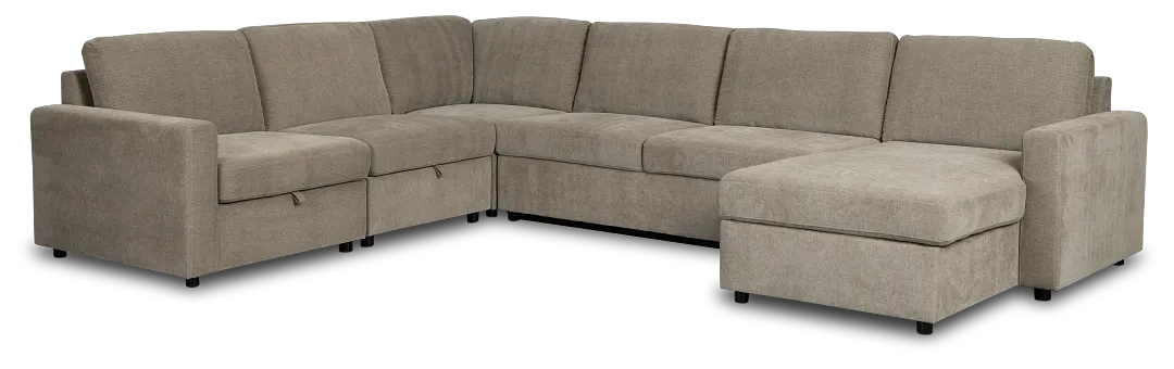 Addie Gray Fabric Medium Right Chaise Storage Sleeper Sectional