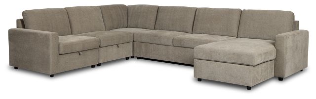 Addie Gray Fabric Medium Right Chaise Storage Sleeper Sectional