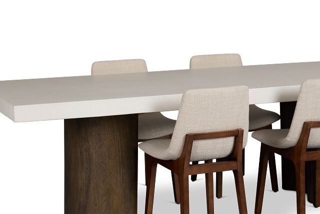 Jensen White Rect Table & 4 Upholstered Chairs