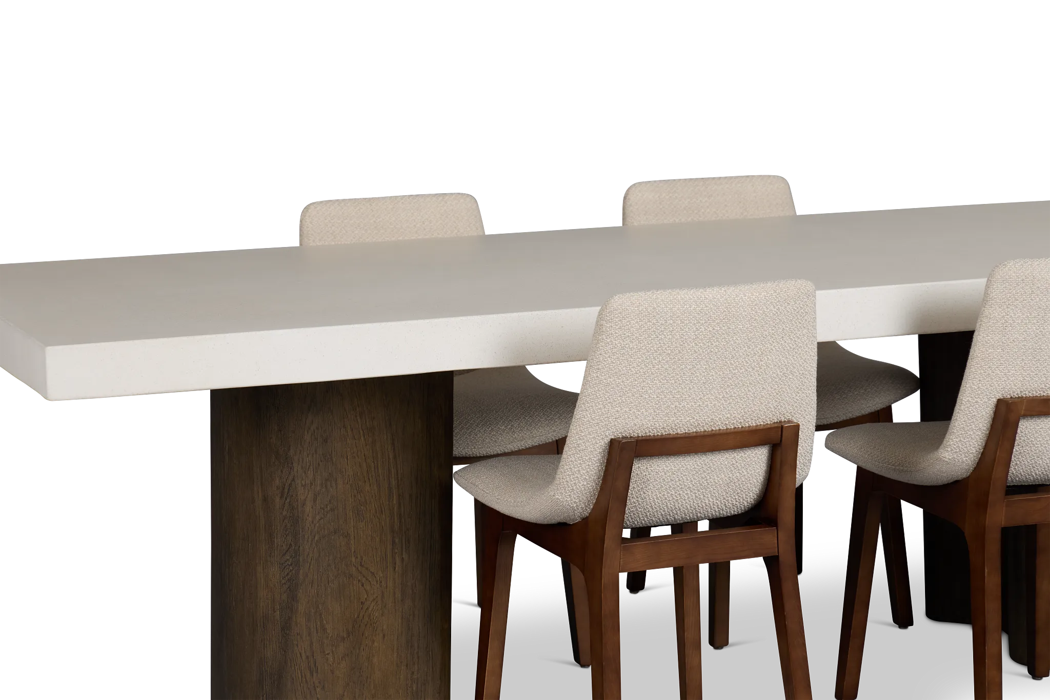 Jensen White Rect Table & 4 Upholstered Chairs