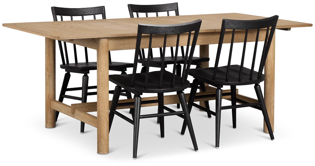 Taylor Light Tone Rect Table & 4 Wood Chairs