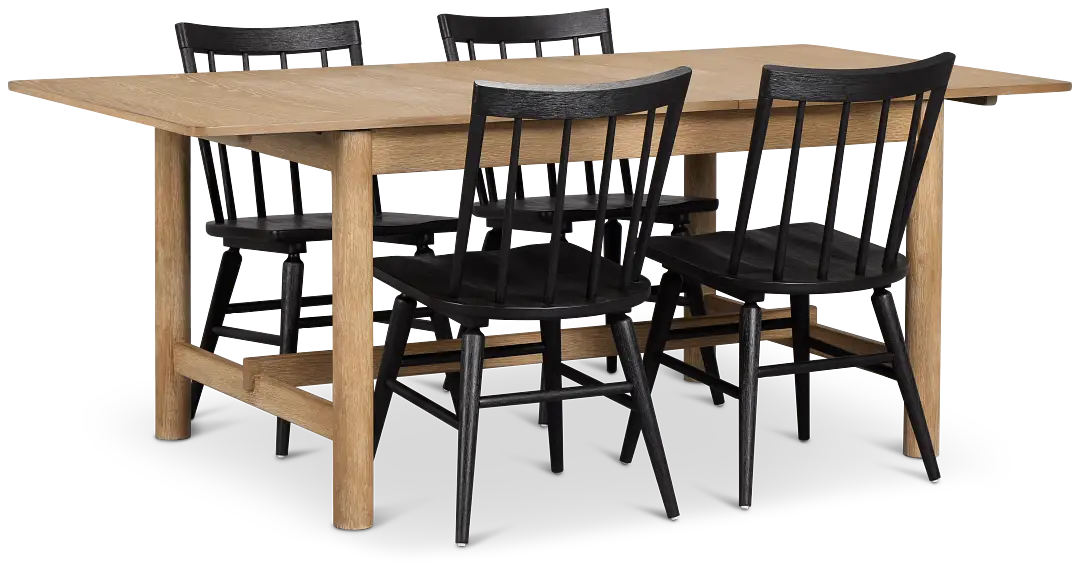 Taylor Light Tone Rect Table & 4 Wood Chairs Taylor Light Tone Rect Table & 4 Wood Chairs