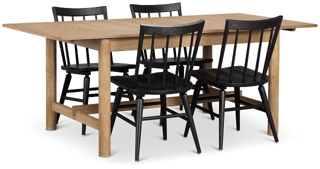 Taylor Light Tone Rect Table & 4 Wood Chairs