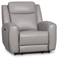 Walker Light Gray Lthr/vinyl Power Recliner With Power Headrest