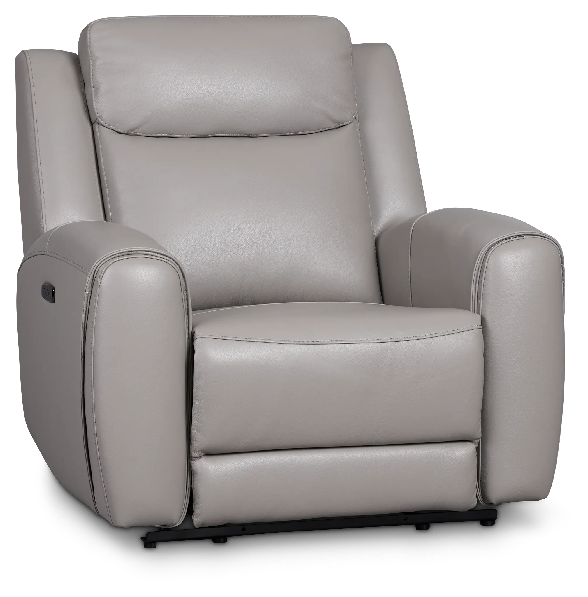 Walker Light Gray Lthr/vinyl Power Recliner With Power Headrest