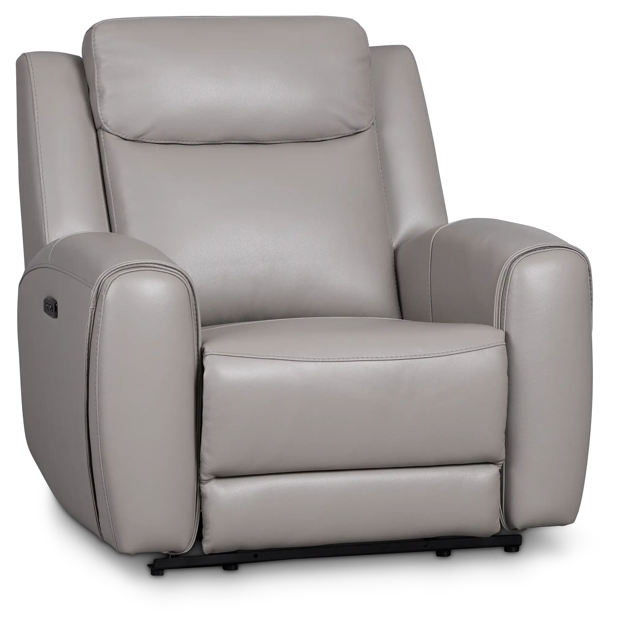 Walker Light Gray Lthr/vinyl Power Recliner With Power Headrest Walker Light Gray Lthr/vinyl Power Recliner With Power Headrest