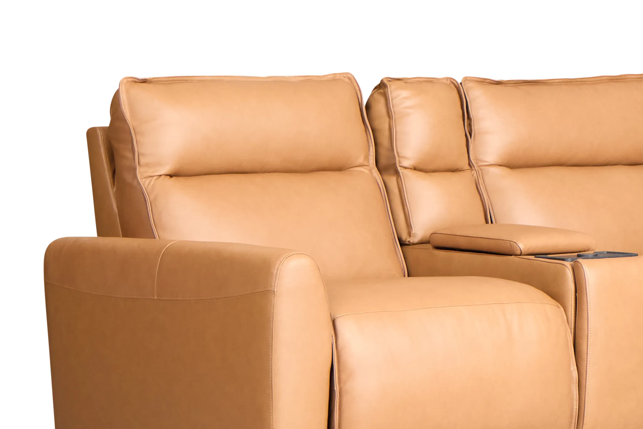 Edison Medium Brown Leather/Vinyl Large Dual Power Reclining Two-arm Sectional