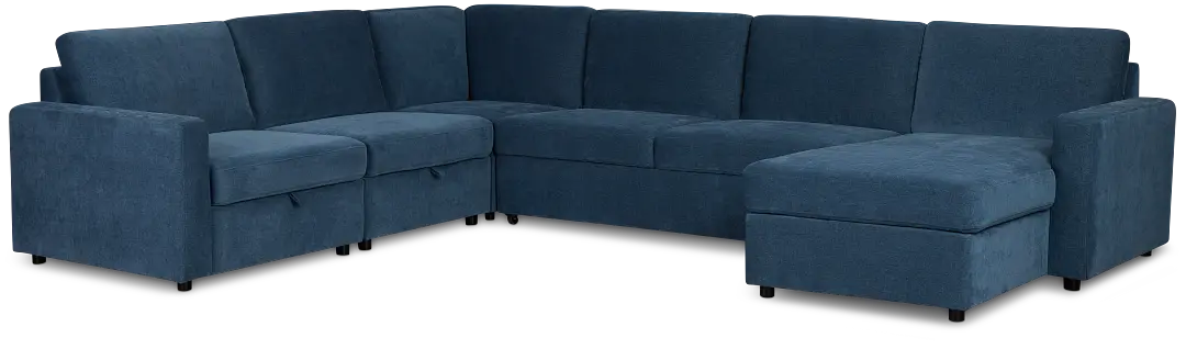 Addie Blue Fabric Medium Right Chaise Storage Sleeper Sectional Addie Blue Fabric Medium Right Chaise Storage Sleeper Sectional