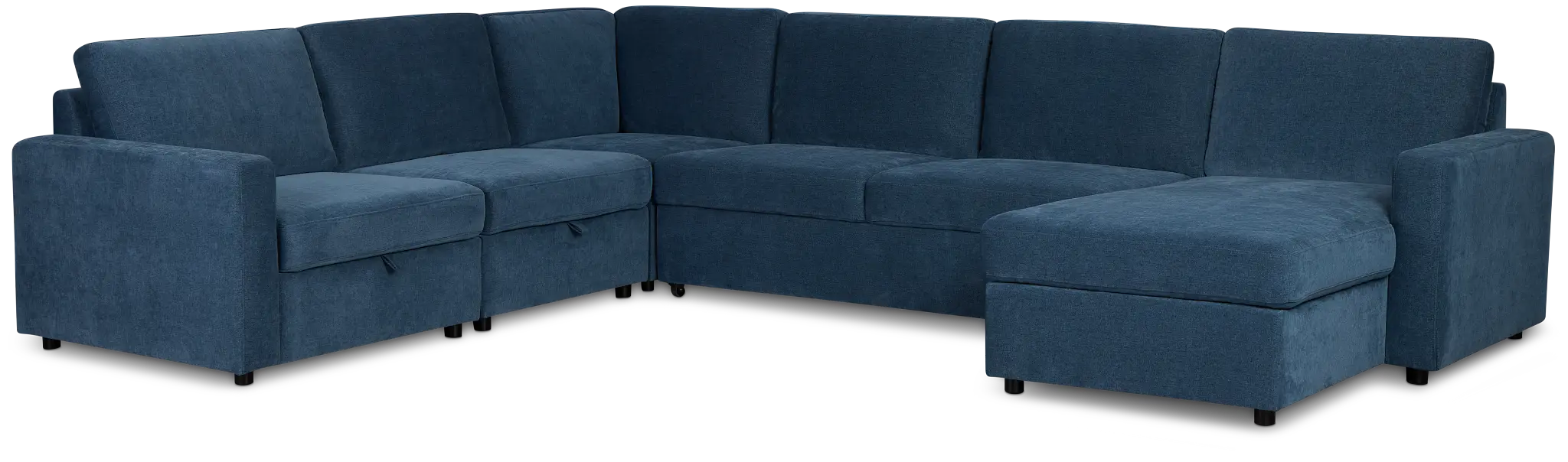 Addie Blue Fabric Medium Right Chaise Storage Sleeper Sectional Addie Blue Fabric Medium Right Chaise Storage Sleeper Sectional