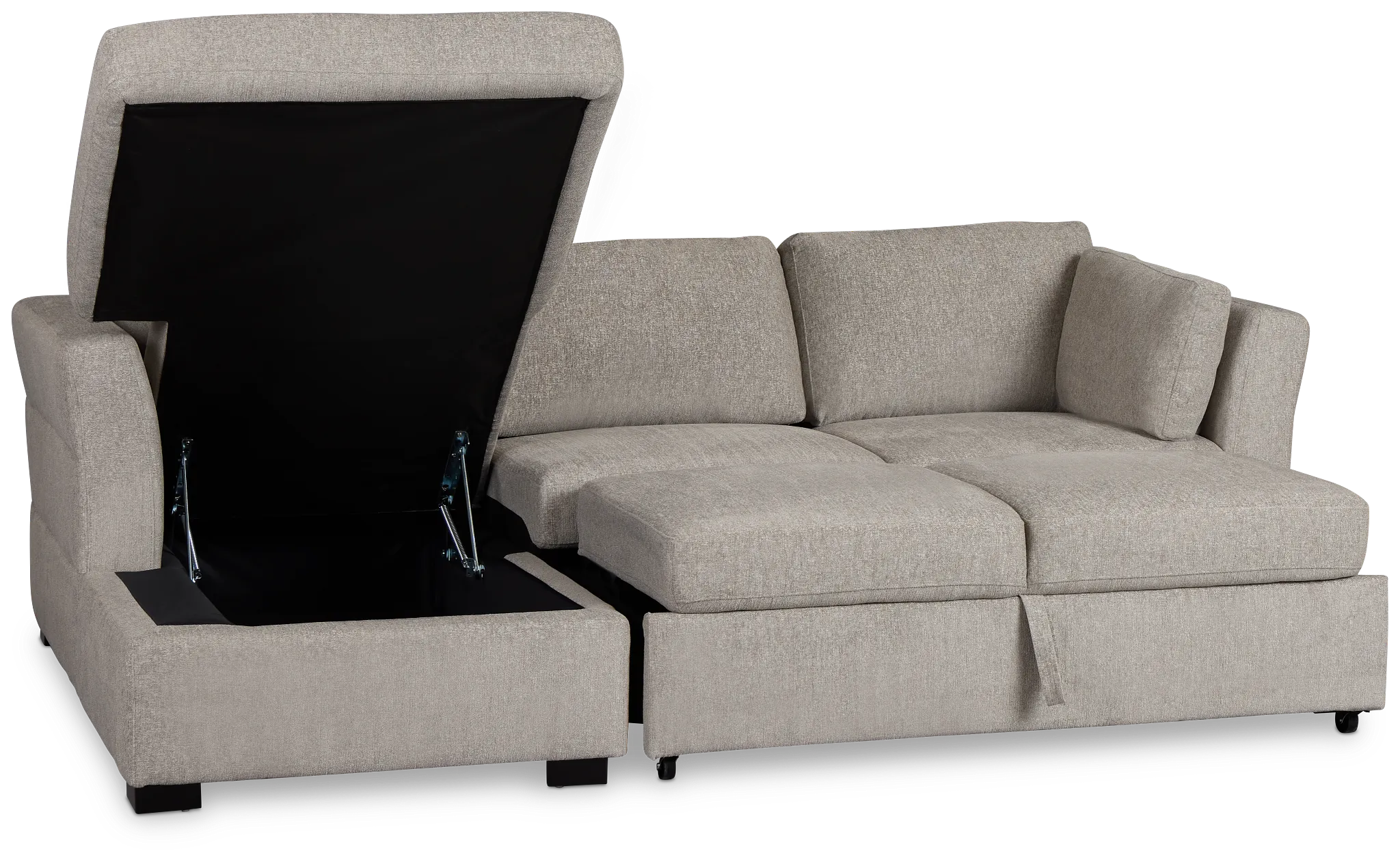 Amber Light Gray Fabric Small Left Chaise Storage Sleeper Sectional