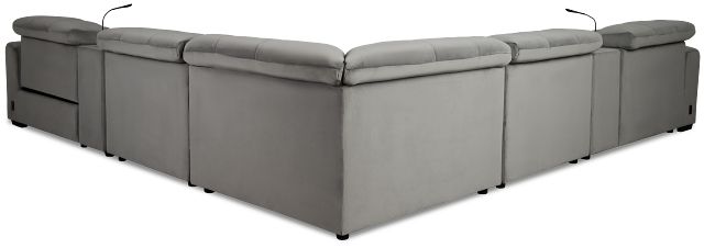 Gemma Light Gray Velvet Large Left Chaise Power Reclining Sectional