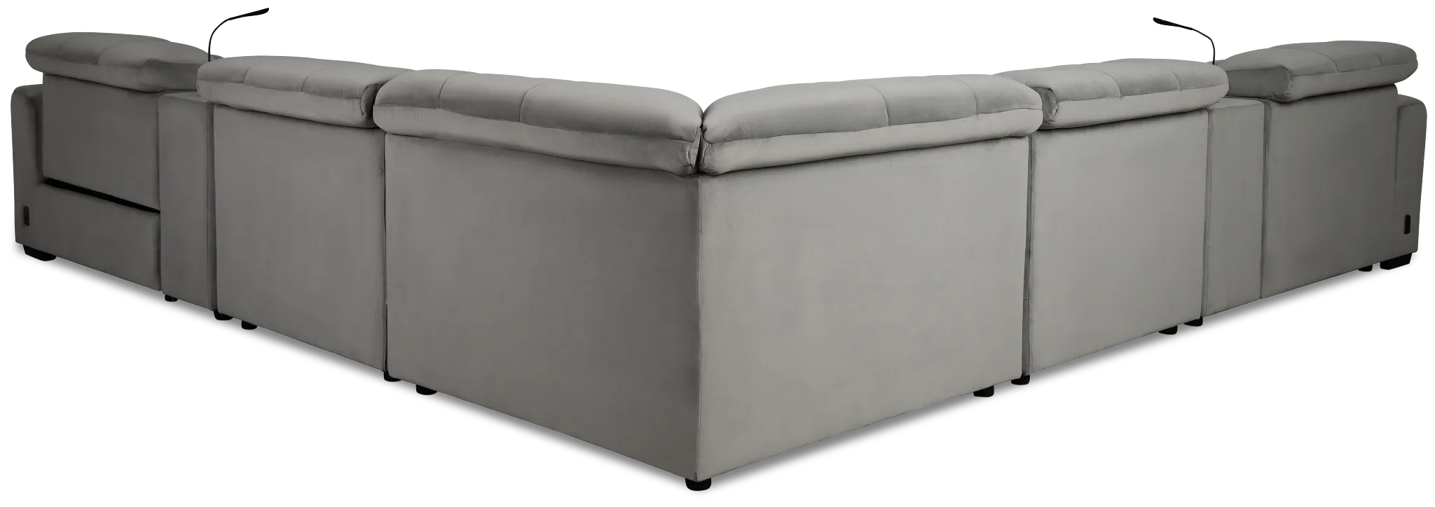 Gemma Light Gray Velvet Large Left Chaise Power Reclining Sectional