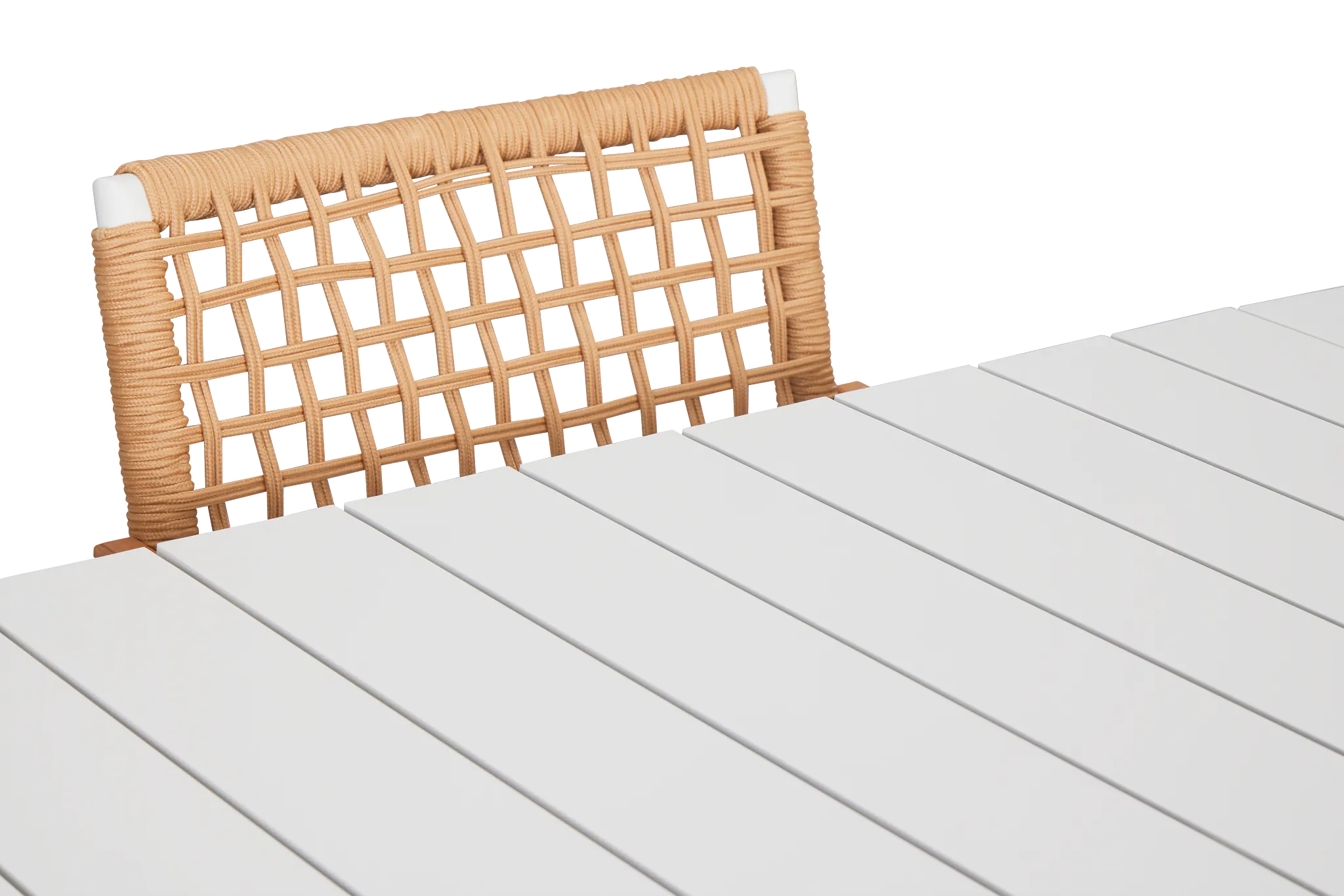 Sunrise White 86" Rectangular Table & 4 Teak Arm Chairs