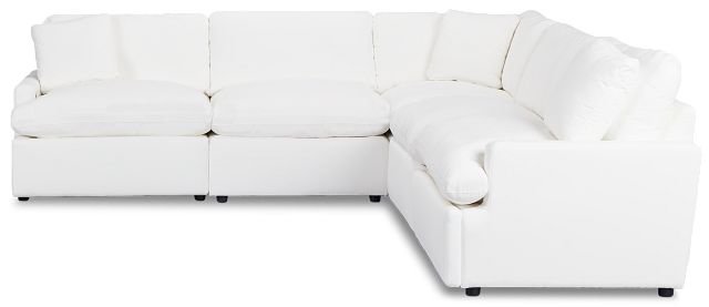 Skye White Fabric Small Dual Power Reclining Two-arm Sectional