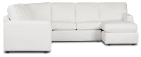 Rhodes White Fabric Medium Right Chaise Sectional