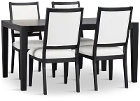 Alden Black Rect Table & 4 Chairs