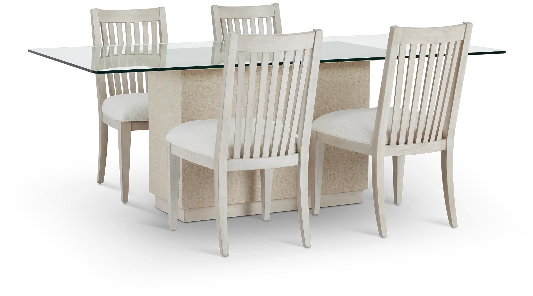 Marseilles Glass Rect Table & 4 Slat Chairs