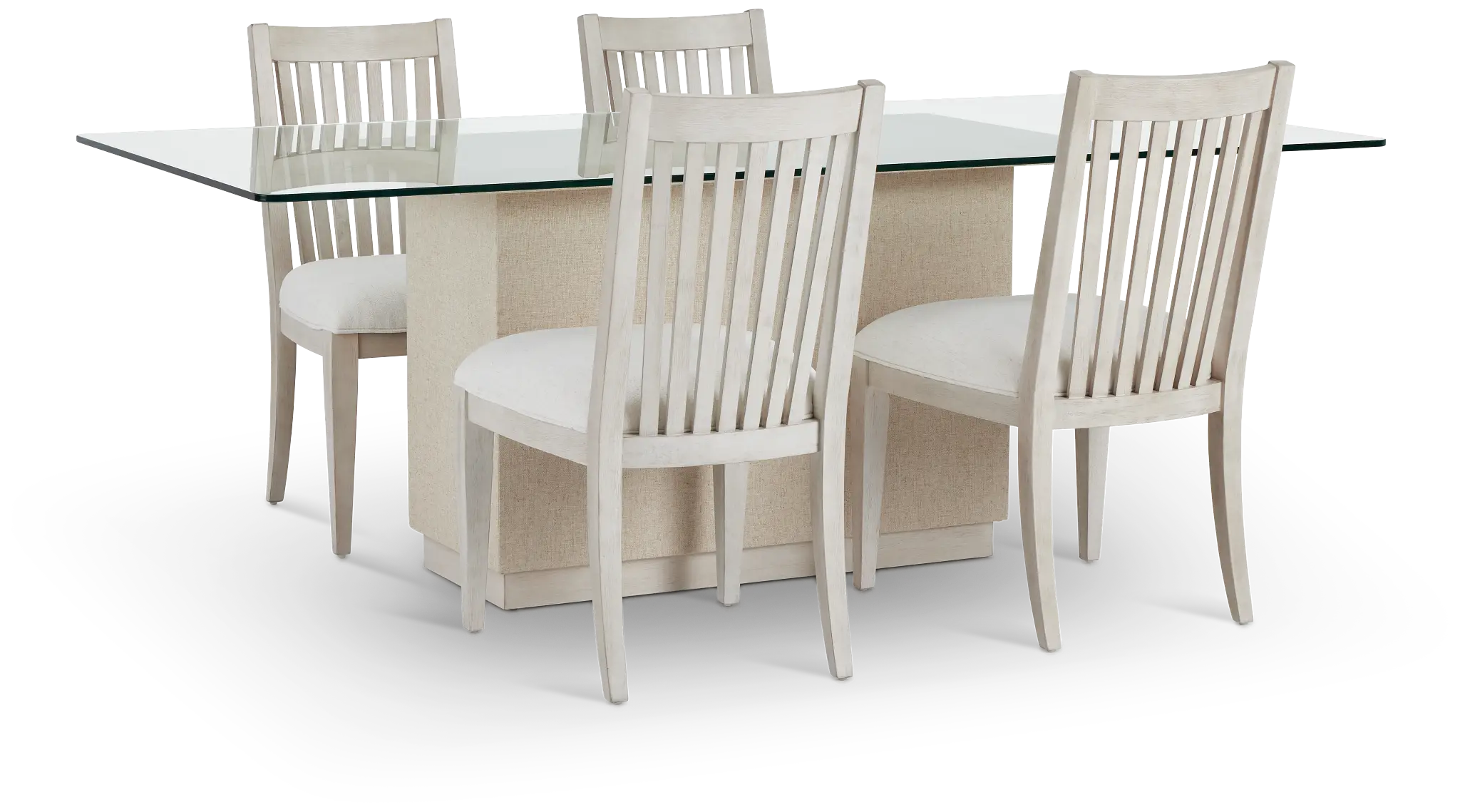 Marseilles Glass Rect Table & 4 Slat Chairs Marseilles Glass Rect Table & 4 Slat Chairs