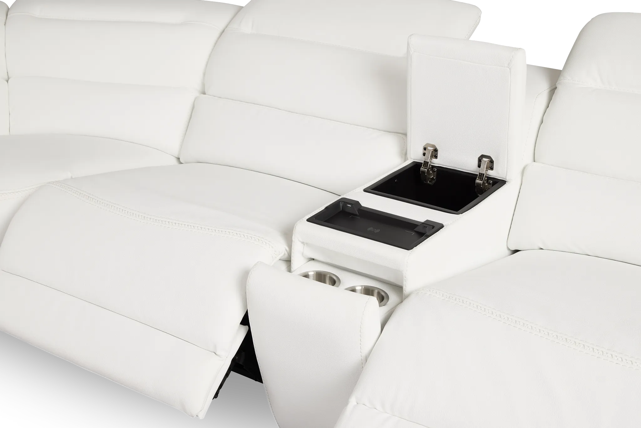 Jett White Micro Large Triple Power Reclining Two-arm Sectional