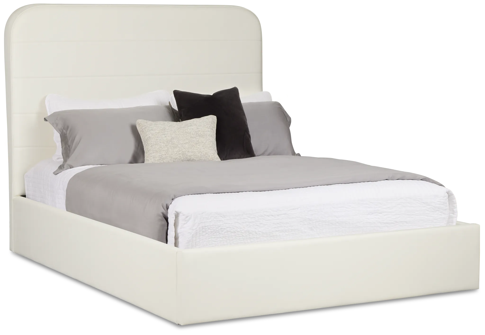 Doral White Curved Upholstered Platform Bed