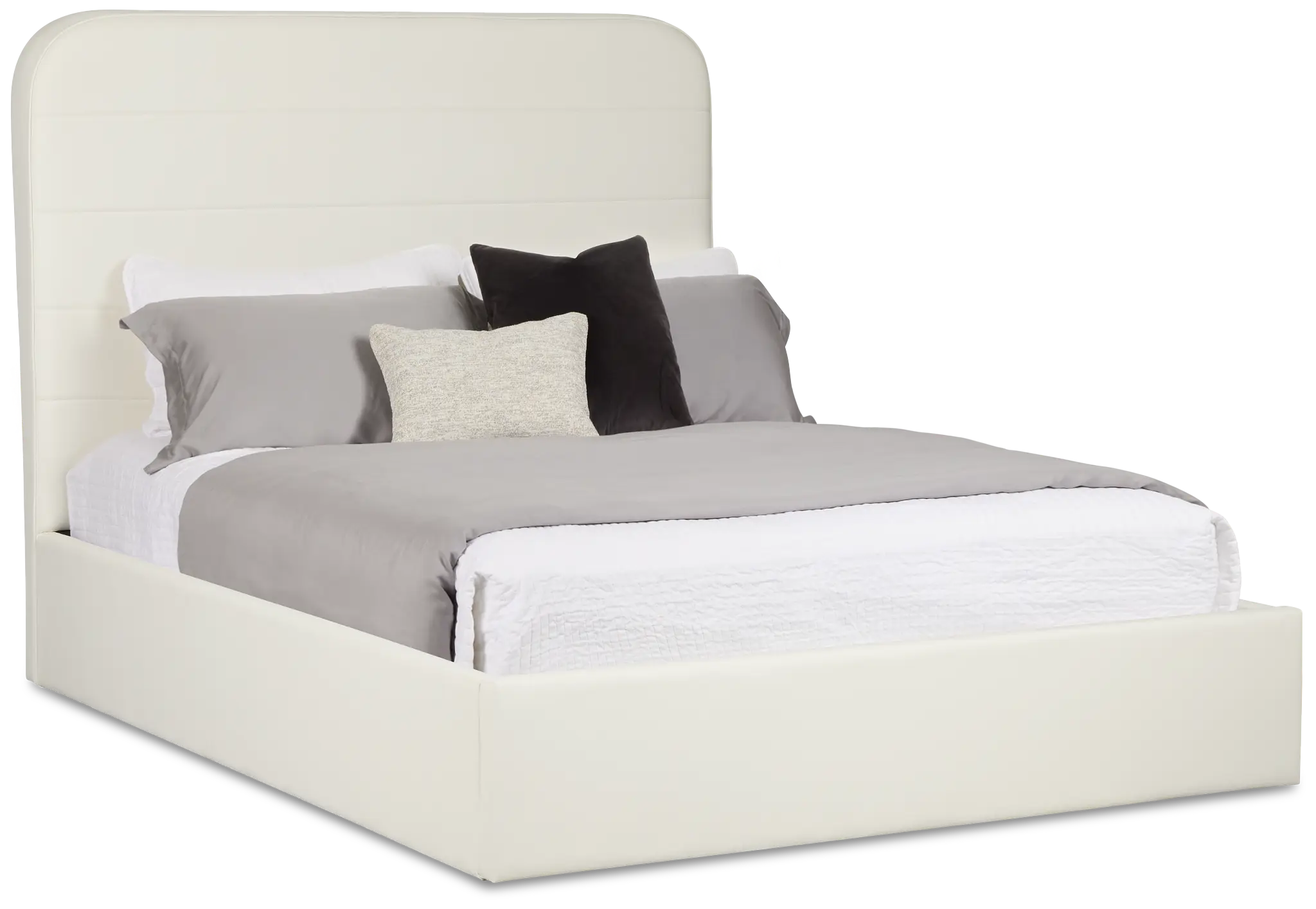 Doral White Curved Upholstered Platform Bed Doral White Curved Upholstered Platform Bed