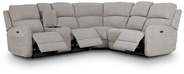 Piper Gray Fabric Medium Dual Power Reclining Sect W/left Console
