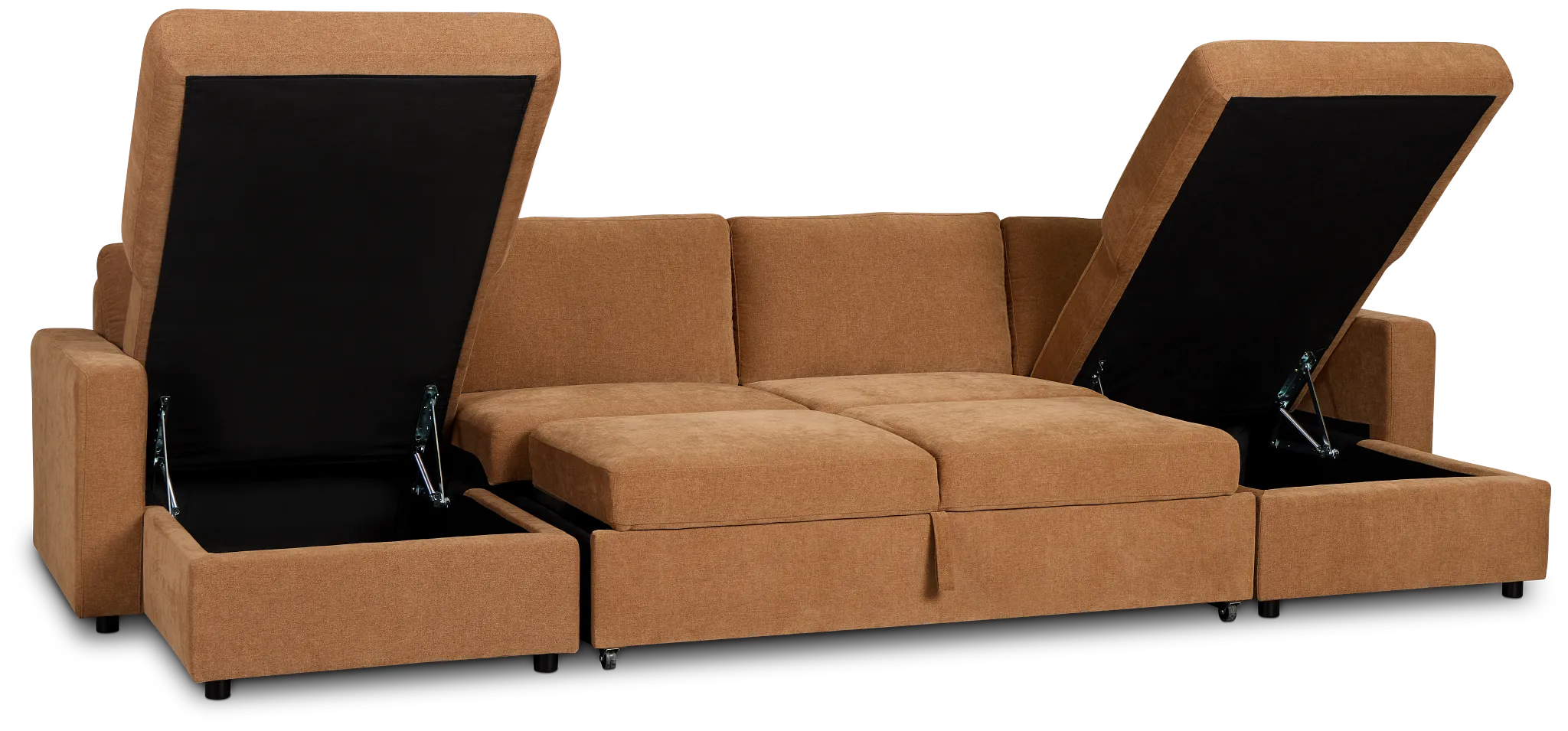 Addie Brown Fabric Double Chaise Sleeper Storage Sectional